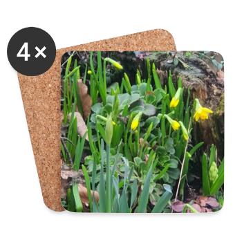 EC Flowers I Daffodil I Gift I Spring - Coasters (set of 4) - white - Front