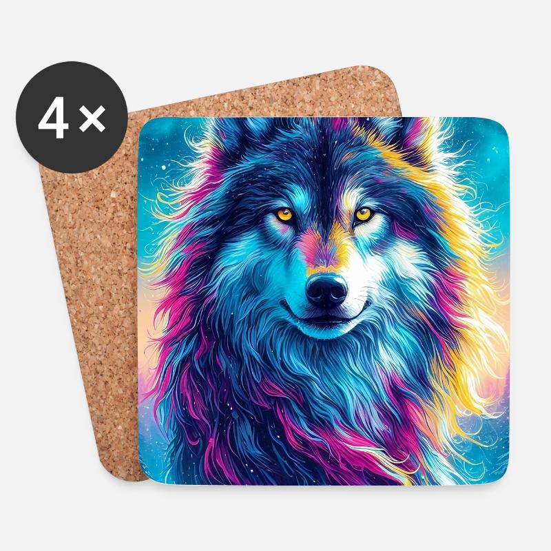 Wolf - Untersetzer (4er-Set) - Weiß