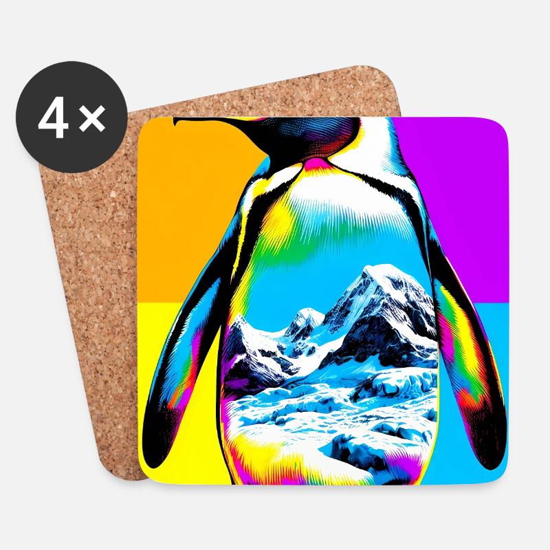 Pinguin - Untersetzer (4er-Set) - Weiß