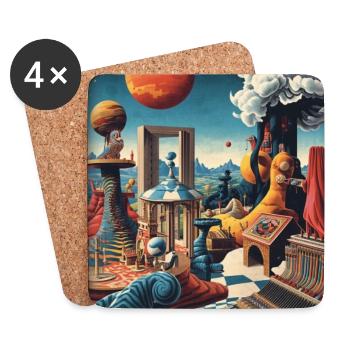Surreales Planetarium-Stadtbild - Untersetzer (4er-Set) - Weiß - Vorne