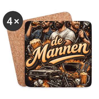 Das Herren-Barbecue und die Fahrräder - Untersetzer (4er-Set) - Weiß - Vorne