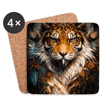 Art fantastique de la corne de tigre - Dessous de verre (lot de 4) - blanc - Devant
