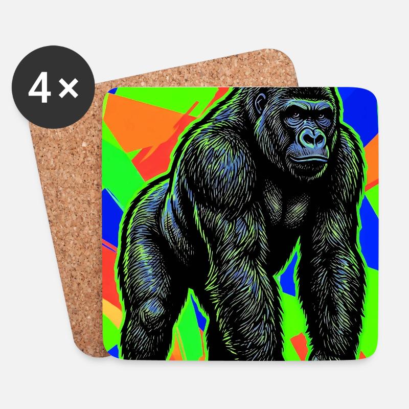 Gorilla - Untersetzer (4er-Set) - Weiß