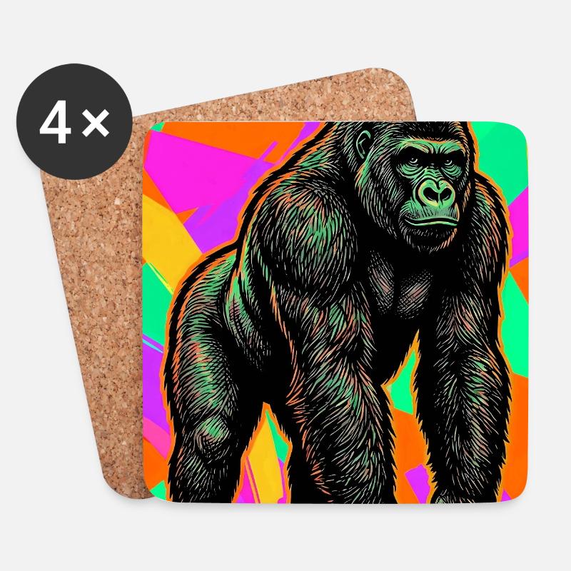 Gorilla - Untersetzer (4er-Set) - Weiß