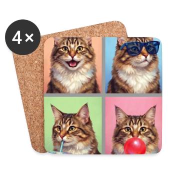 Cats American Bobtail Cat - Coasters (set of 4) - white - Front