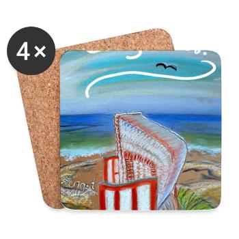 EG Meer I Strandkorb I Zingst I Ostsee l Bild - Untersetzer (4er-Set) - Weiß - Vorne