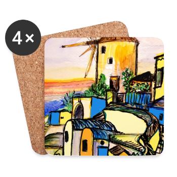 EG Urlaub I Meer I Griechenland I Kreta I Aquarell - Untersetzer (4er-Set) - Weiß - Vorne
