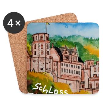 EG Urlaub I Heidelberg I Schloss I Aquarell - Untersetzer (4er-Set) - Weiß - Vorne