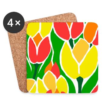 EG Tulips I Flowers I Tulip Festival I Gift Idea - Coasters (set of 4) - white - Front