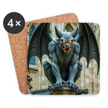 Gargoyle, winged stone demon guarding Gothic  - Coasters (set of 4) - white - Front