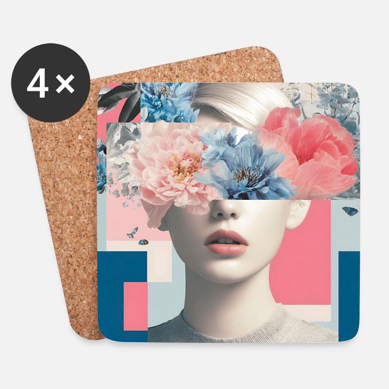 Abstract floral femininity - Coasters (set of 4) - white