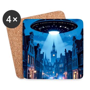 Belgian Wave – UFOs in the sky - Coasters (set of 4) - white - Front