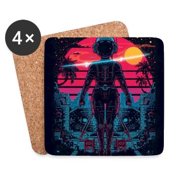 Astronaut Neon Sunset - Untersetzer (4er-Set) - Weiß - Vorne