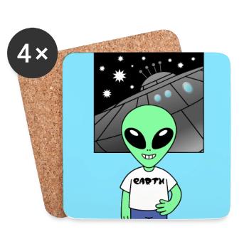 Alien in front of Spaceship Earth - Coasters (set of 4) - white - Front