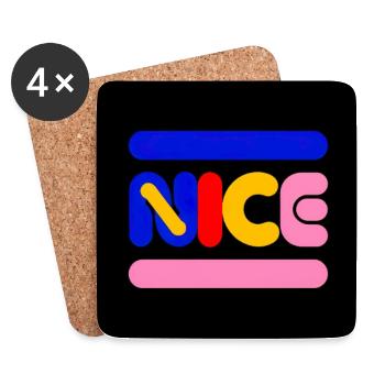 Nice Neon Wordmark Multicolor - Coasters (set of 4) - white - Front