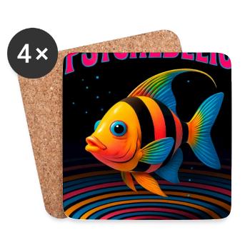 Psychedelic Fish in Spirals - Coasters (set of 4) - white - Front