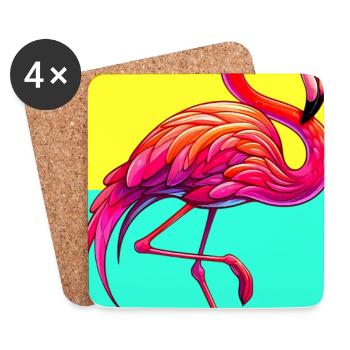 Flamant - Dessous de verre (lot de 4) - blanc - Devant