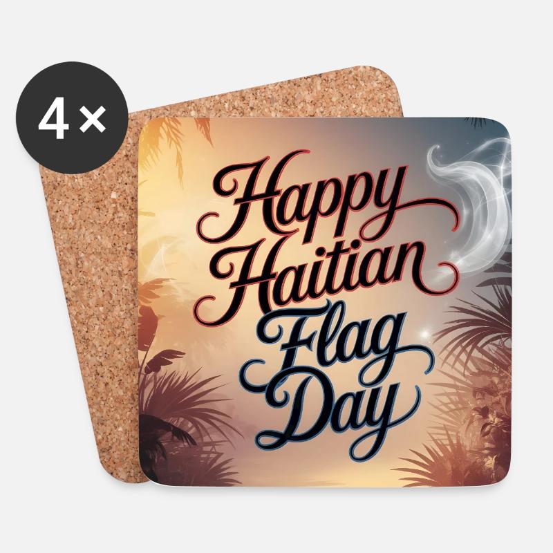 Haitianische Flaggentagsfeier - Untersetzer (4er-Set) - Weiß