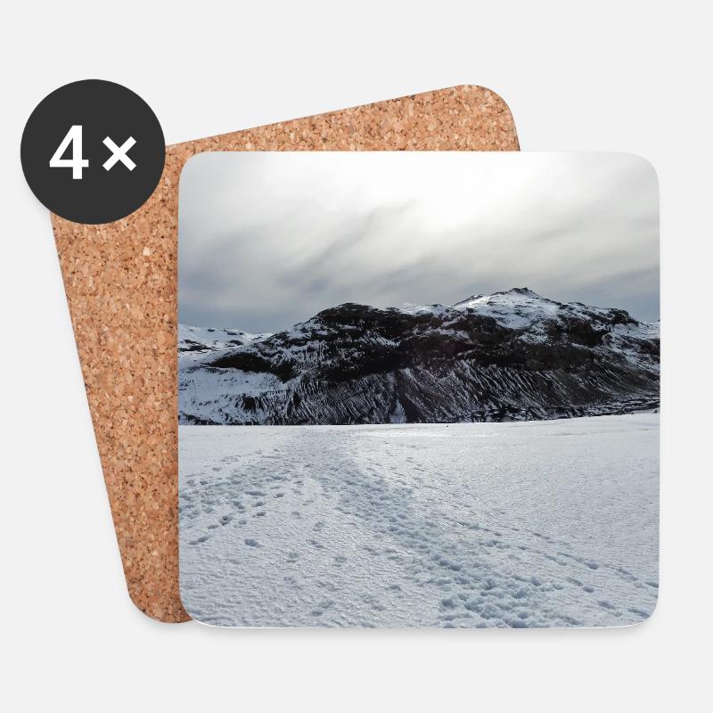 Schneebedeckter Horizont unter blasser Sonne - Untersetzer (4er-Set) - Weiß