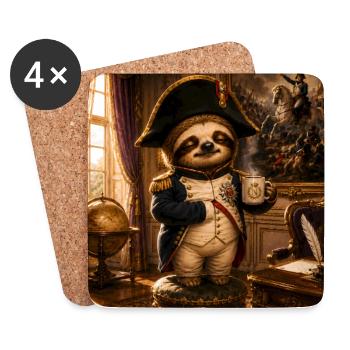 NAPoleon Bo-NAP-arte – Funny Sloth History Pun - Untersetzer (4er-Set) - Weiß - Vorne