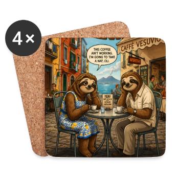 NAPoli – Coffee Ain't Working, I will take a nap - Untersetzer (4er-Set) - Weiß - Vorne