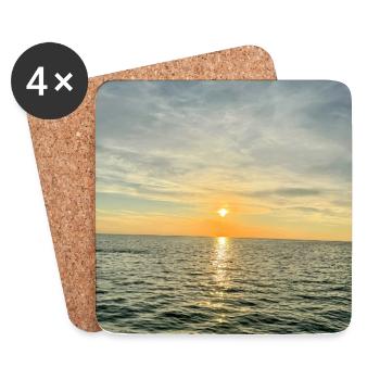 Coucher de soleil au bord de la mer Atmosphère du soir - Dessous de verre (lot de 4) - blanc - Devant