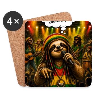 Ragga Sloth – Just Gimme Sloth Life Music Design - Coasters (set of 4) - white - Front