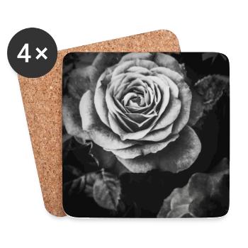 Gros plan rose noir et blanc - Dessous de verre (lot de 4) - blanc - Devant