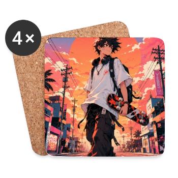 Skaters in the glowing sunset - Coasters (set of 4) - white - Front
