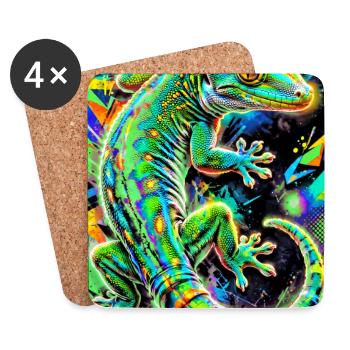 Gecko - Coasters (set of 4) - white - Front