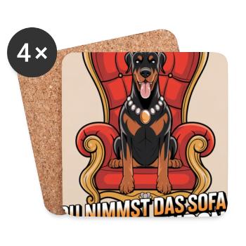 Doberman You Take The Sofa I Take The Throne Dog - Coasters (set of 4) - white - Front