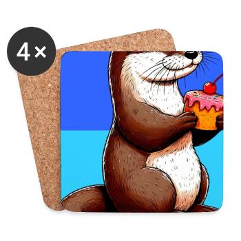 loutre - Dessous de verre (lot de 4) - blanc - Devant