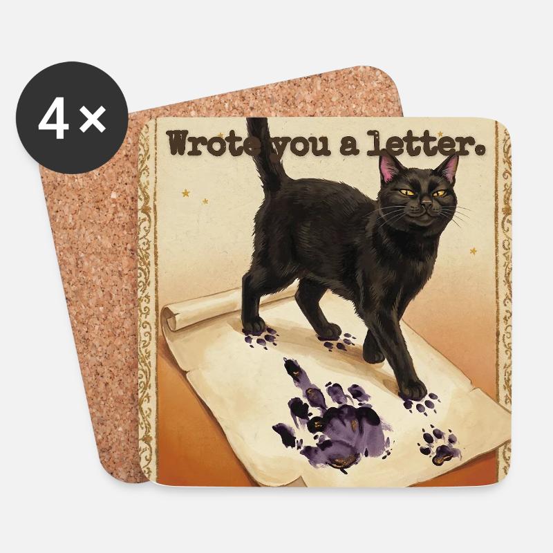 Ich habe dir einen Brief geschrieben, Katze - Untersetzer (4er-Set) - Weiß