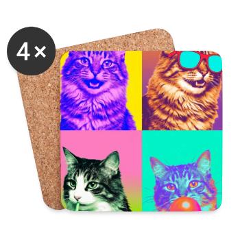 Chats Chat Américain à queue courte - Dessous de verre (lot de 4) - blanc - Devant