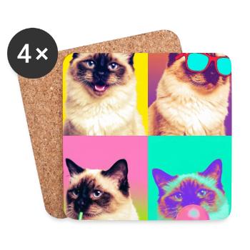 Chats Chat Birman Sacré - Dessous de verre (lot de 4) - blanc - Devant