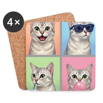 Cats Burmilla Cat - Coasters (set of 4) - white - Front