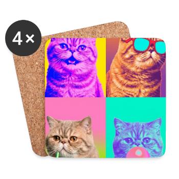 Katzen Exotische Kurzhaar Katze - Untersetzer (4er-Set) - Weiß - Vorne