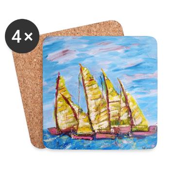 Fjordboot Segelregatte - Untersetzer (4er-Set) - Weiß - Vorne