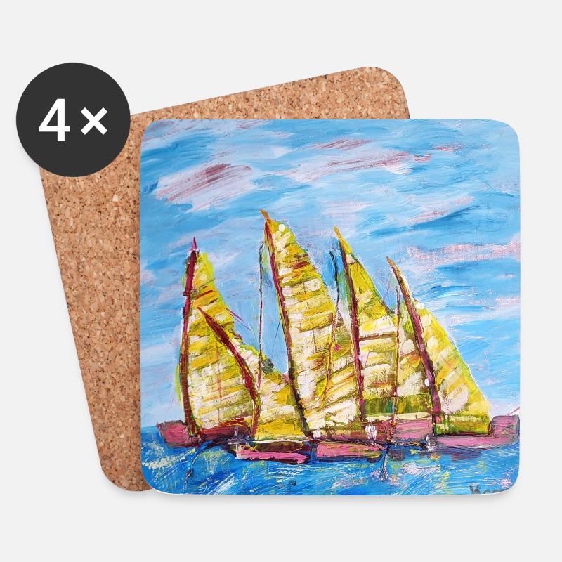 Fjordboot Segelregatte - Untersetzer (4er-Set) - Weiß