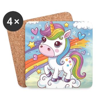 Rainbow Unicorn - Coasters (set of 4) - white - Front