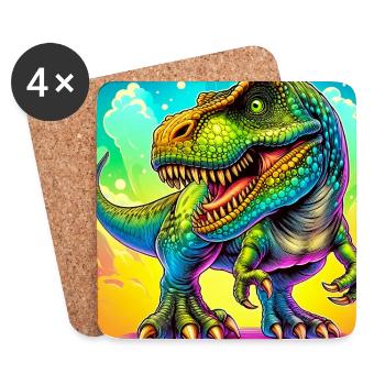 dinosaure - Dessous de verre (lot de 4) - blanc - Devant