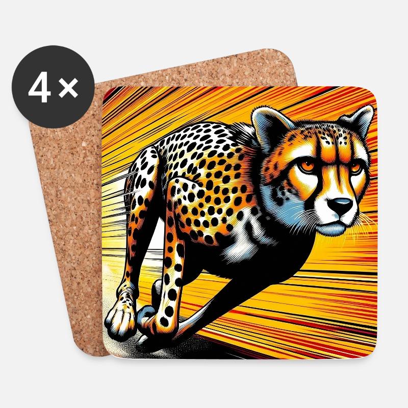Gepard - Untersetzer (4er-Set) - Weiß