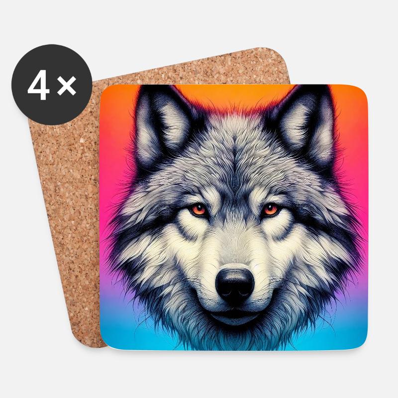 Wolf - Untersetzer (4er-Set) - Weiß