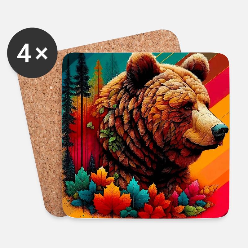 Bär - Untersetzer (4er-Set) - Weiß
