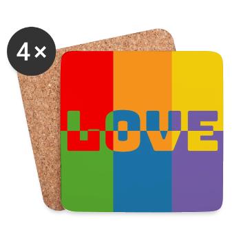 LGBTQIA Rainbow Love Mix Shirt - Coasters (set of 4) - white - Front