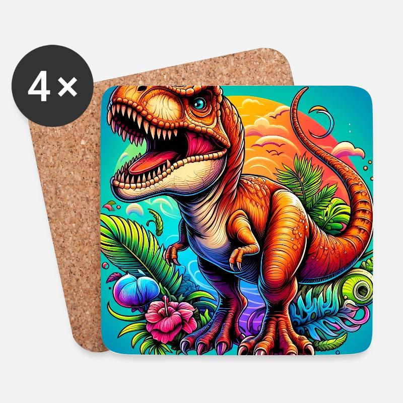 Dinosaurier - Untersetzer (4er-Set) - Weiß