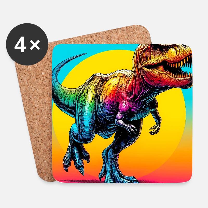 Dinosaurier - Untersetzer (4er-Set) - Weiß