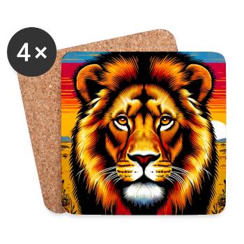 lion - Coasters (set of 4) - white - Front