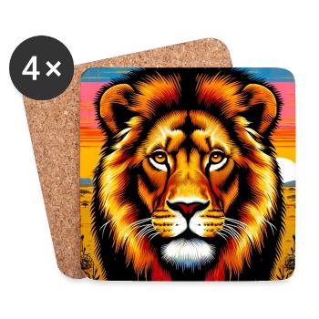 lion - Coasters (set of 4) - white - Front