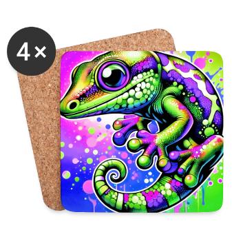 Gecko - Coasters (set of 4) - white - Front